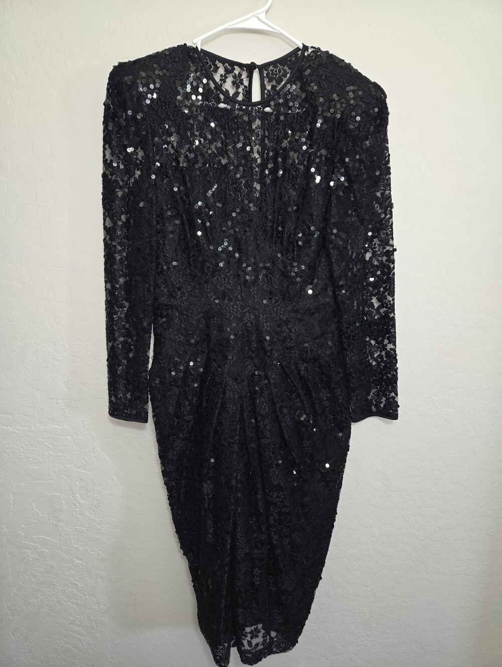 Marie St Claire Vintage 80s Sequin Floral Lace Midi Dress 10